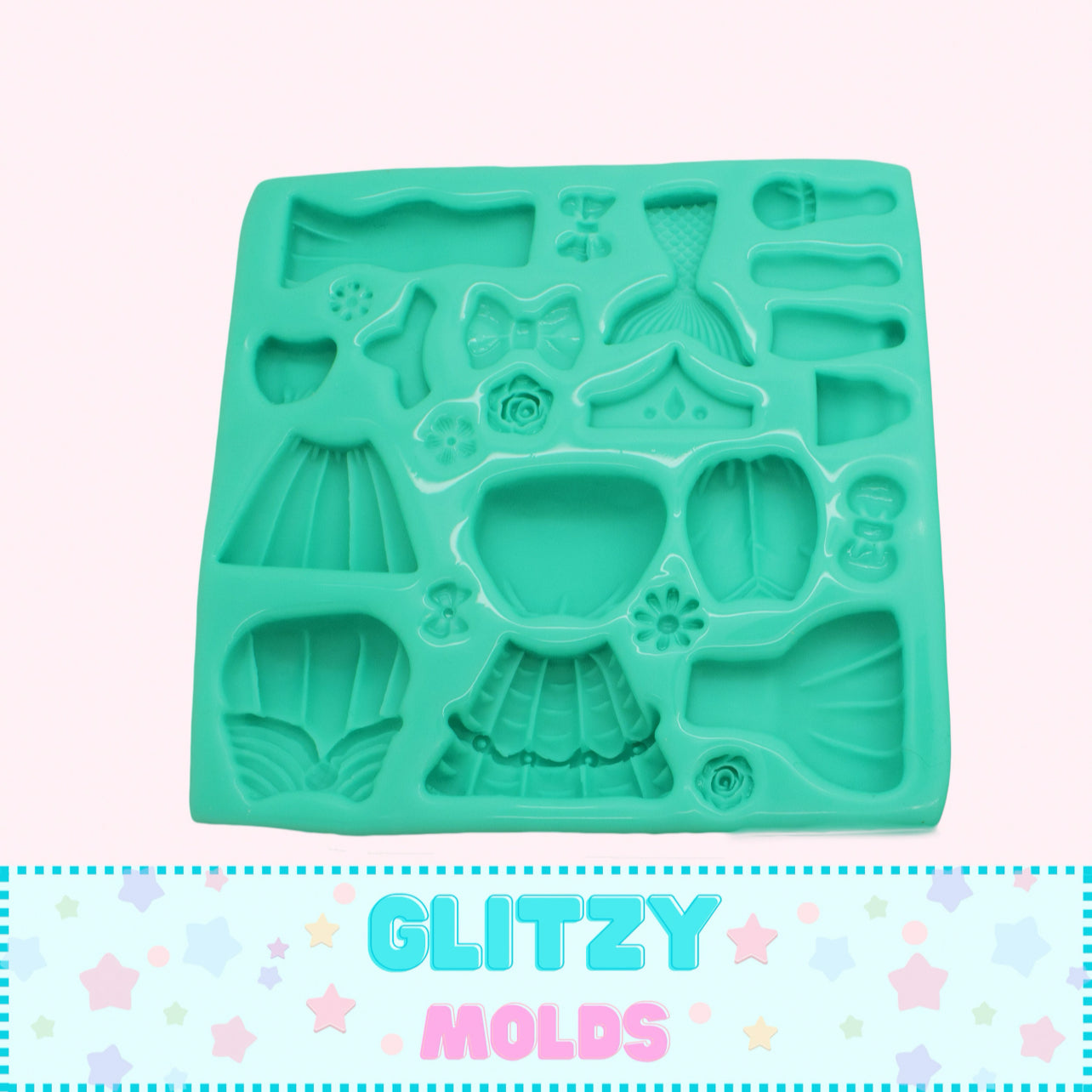 Princess Dress Mold, Silicone Molds for Cold Porcelain, Moldes Porcelana Fria, Appliques Mold GM-10B