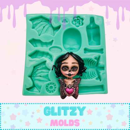 Molde Malvaditas y Buchonas, Molde de Torso Mediano, Molde de silicon, Glitzy Molds GM-9-24