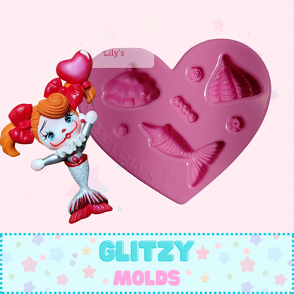 Molde Corazoncito, Mini Princesas, Moldes para Porcelana Fría, Moldes de Bisuteria Lily's BL-25-8