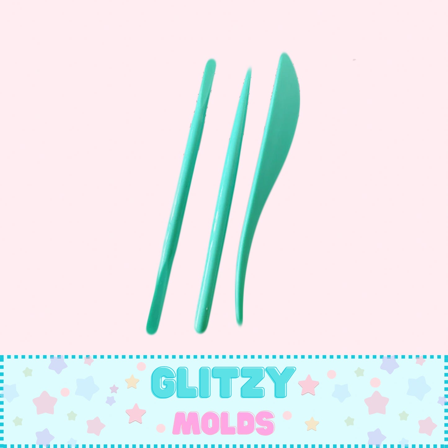 3 pcs Acrylic Modeling Clay Tools- Mint Color