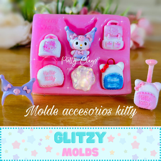 Molde Accesorios Kitty, Mini Molde, Molde Kitty Accesorios de Pretty Clays Pretty-Kitty Duo