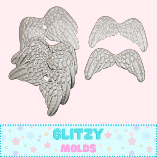 Alas de vinyl con glitter, Alitas Decorativas, Alas Plateadas, 3 pulgadas Wings-1S