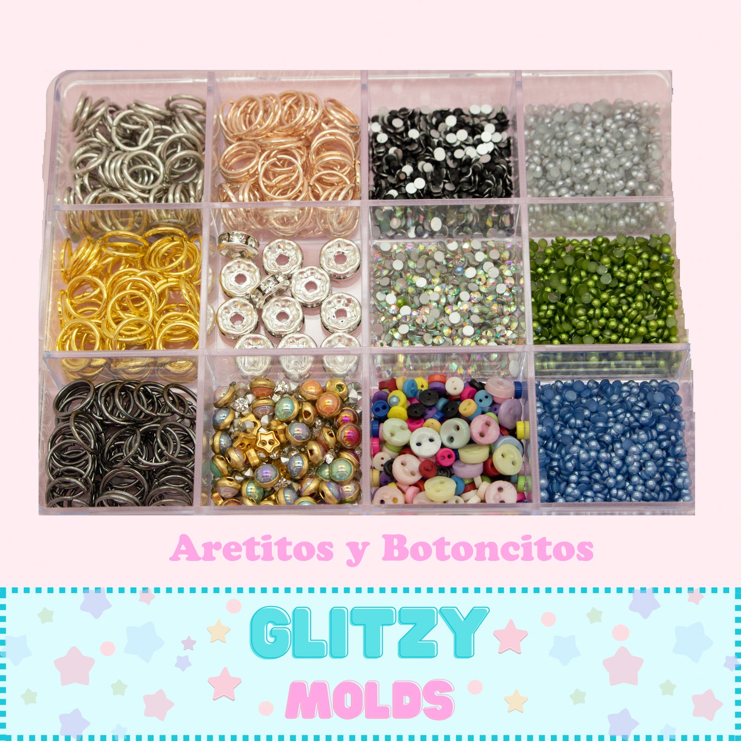 Micro Buttons and Earrings, Mixed Accessories Box, Micro Botoncitos y Aretitos, Cajita Mixta