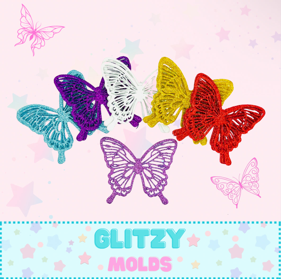 Glitter Foamy Butterfly Wings, Mixed Colors, 12 pieces