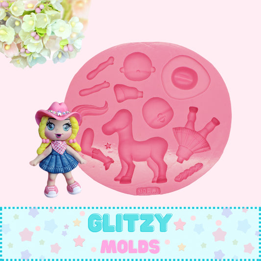 Cute Cowgirl Silicone Mold, Molde Vaqueritas NH #3