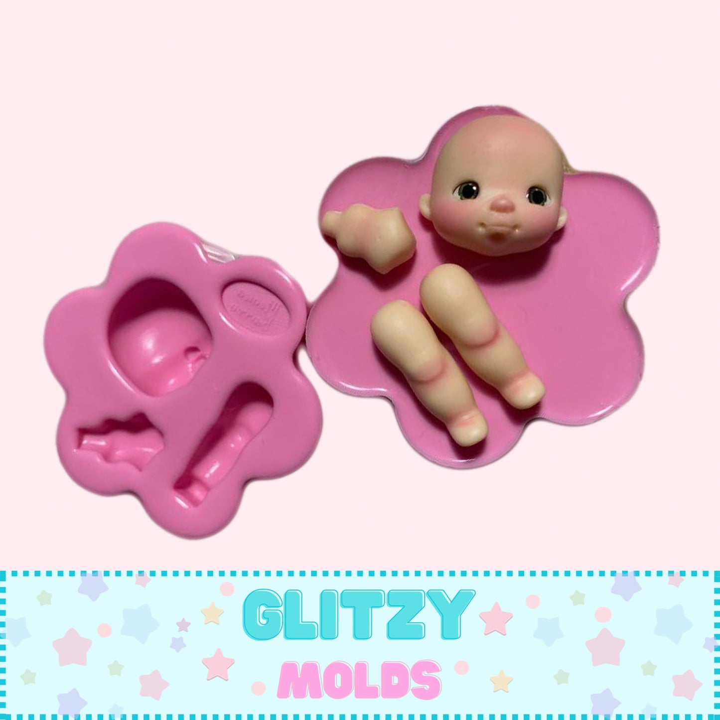 Basic Baby Silicone Mold, Molde Baby Simple, Doll Applique Mold MB #65