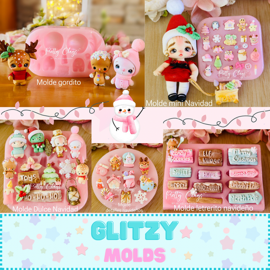 Colección Navidad de Pretty Clays Molds ~ Colección completa de 5 moldes PM-Navi24