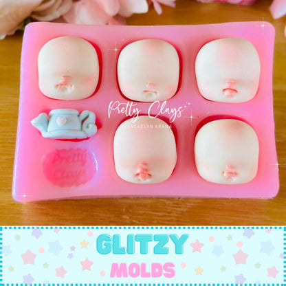 Molde Chaparrita, Molde de Silicon con diversas  Caritas, Molde de Pretty Clays Pretty-CP