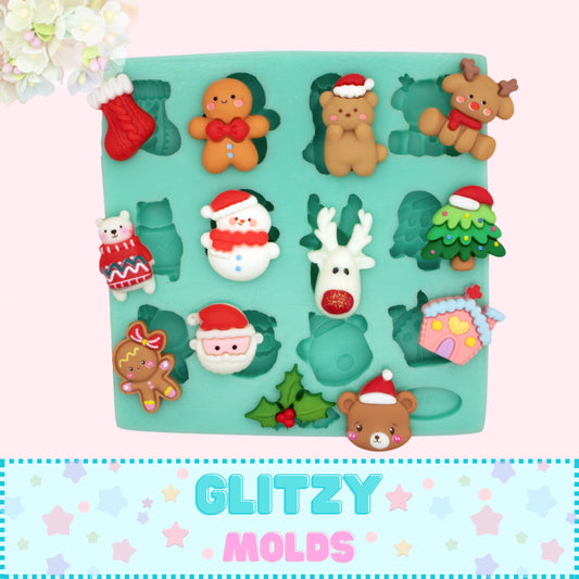 Adorables Mini Complementos Navideños, Molde de Silicon, Molde Mini Chunches de Navidad, GM 11-01