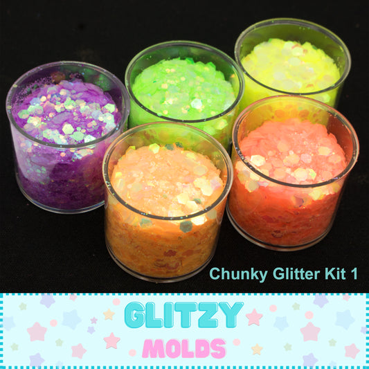 Iridescent Chunky Craft Glitter, 5 color Set