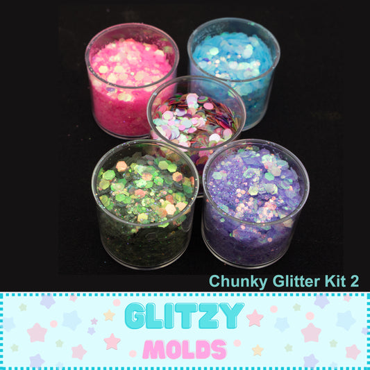 Iridescent Chunky Craft Glitter, 5 color Set 2