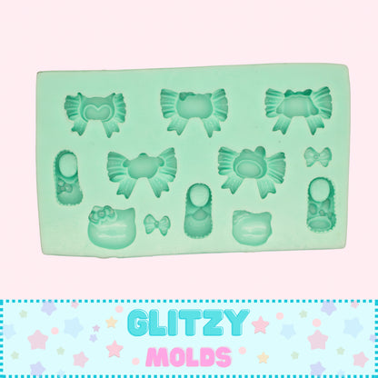 Kawaii Mini Bows, Silicone Mold, Molde Moñitos Kawaii, Molde de Silicon para porcelana fria  GM-2.27-3