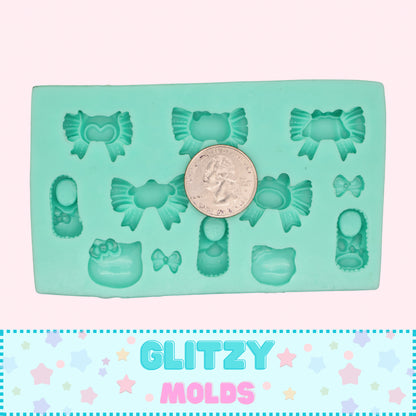 Kawaii Mini Bows, Silicone Mold, Molde Moñitos Kawaii, Molde de Silicon para porcelana fria  GM-2.27-3