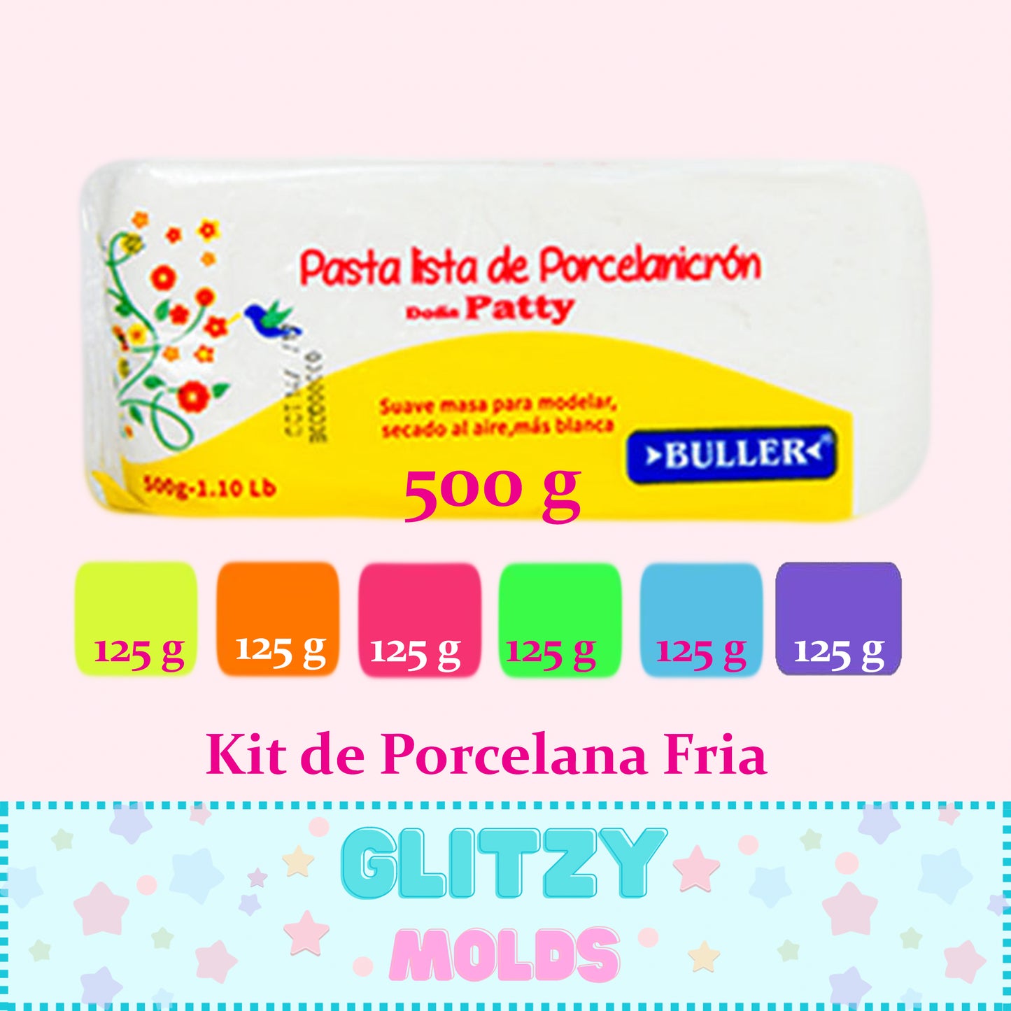 Cold Porcelain Kit, 2.75 Lbs Air Dry Clay, Porcelana Fria Buller, Kit de Porcelana Fria, 1250 gramos