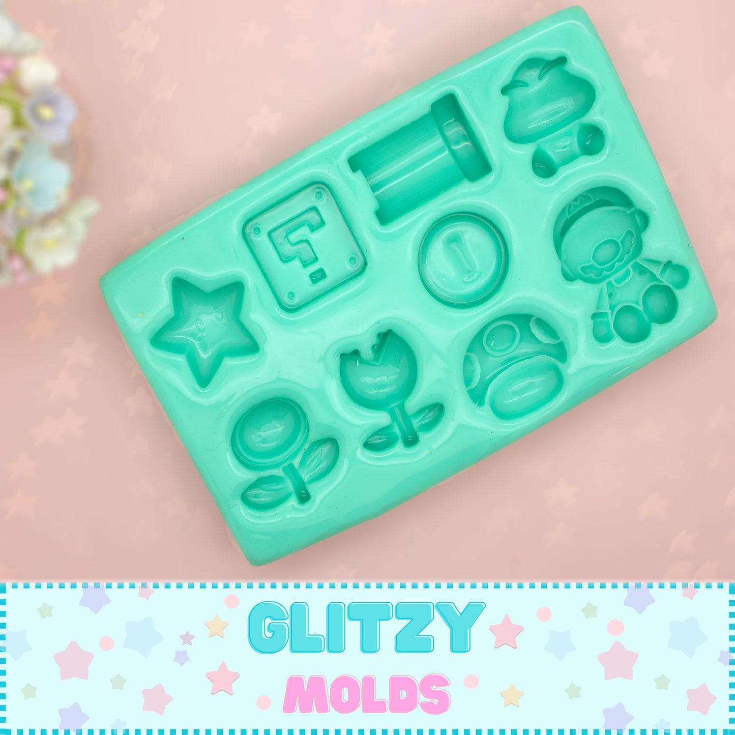 Mini Mario Accessories, Silicone Mold, Molde Mini Accesorios de Mario, Molde de Silicon para porcelana fria  GM-9.7-3