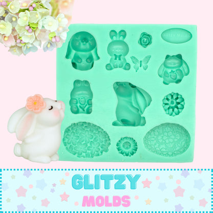 Cute Mini Bunnies, Silicone Mold, Molde de Silicon, Conejitos y Complementos de Pascua GM-24-4