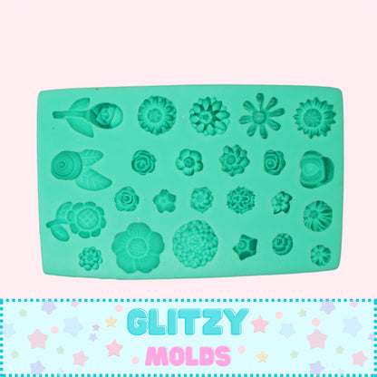 Flower Collection, Silicone Mold, Molde Florecitas, Molde de Silicon para porcelana fria  GM-7.27.1