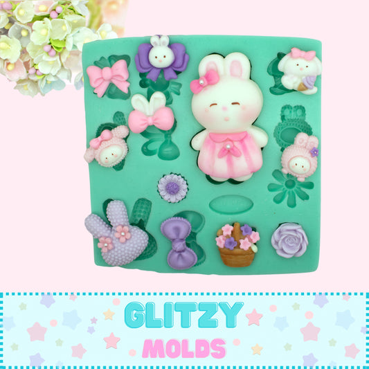 Conejita Kawaii, Molde de Silicona, Complementos de Pascua Kawaii GM-24-5