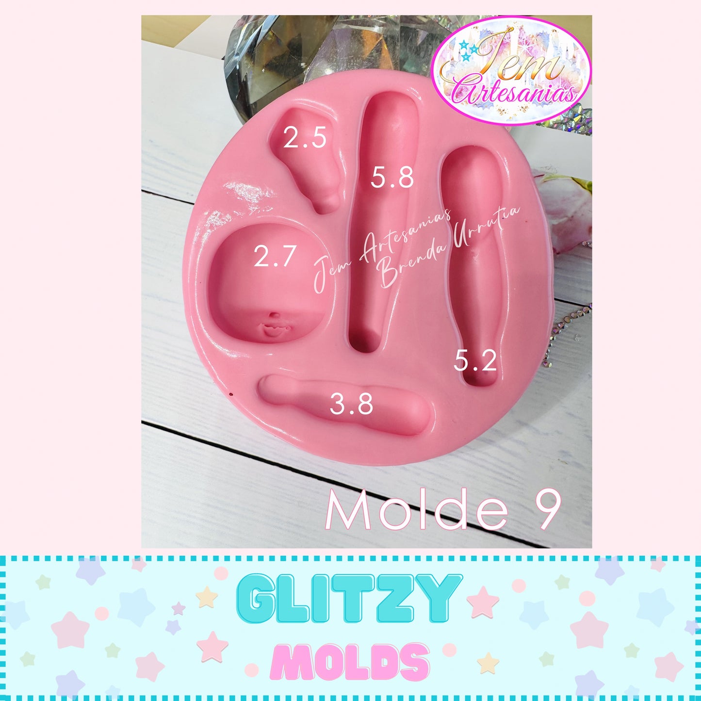 Doll Silicone Mold, Molde de Applique, Jem Artesianas Molde #9