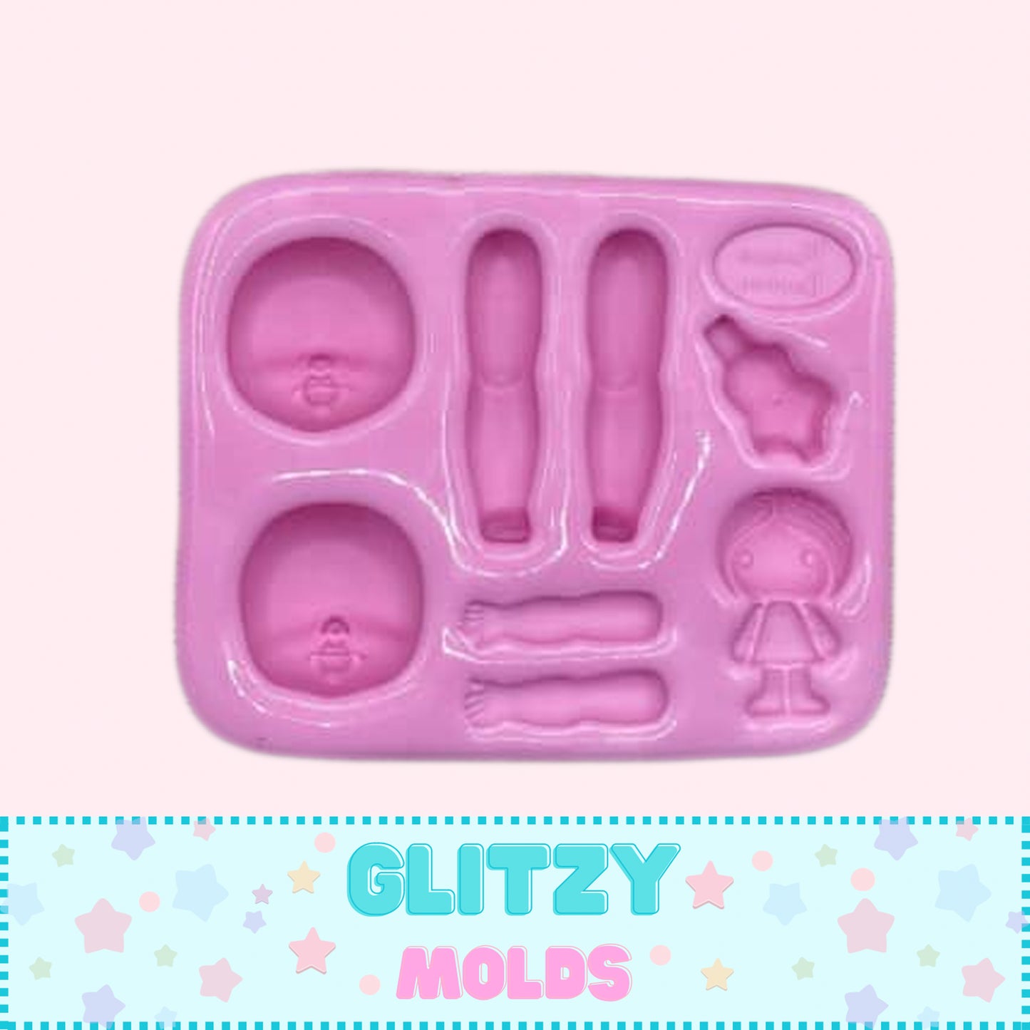 Pretty Lele Doll Silicone Mold, Molde Bonita Lele, Doll Applique Mold MB #62