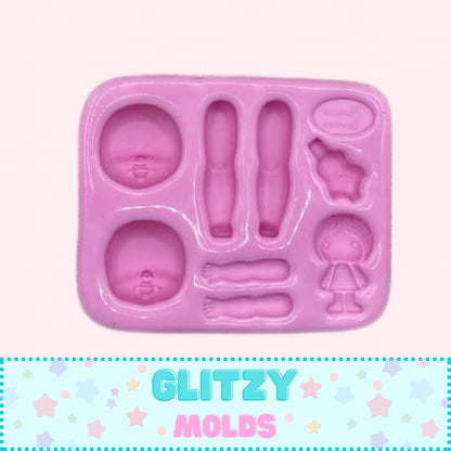 Pretty Lele Doll Silicone Mold, Molde Bonita Lele, Doll Applique Mold MB #62