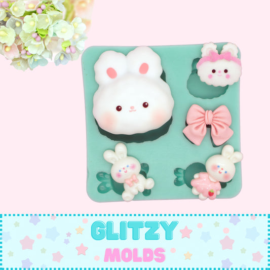 Cute Chunky Bunny, Silicone Mold, Molde de Silicon, Conejito Cacheton  GM-24-7