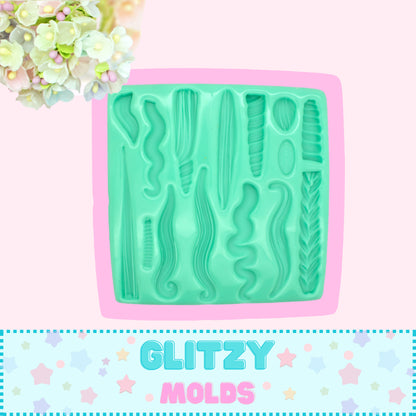 Doll Hair Silicone Mold, Molde de Cabellos, Molde Porcelana Fria GM110a