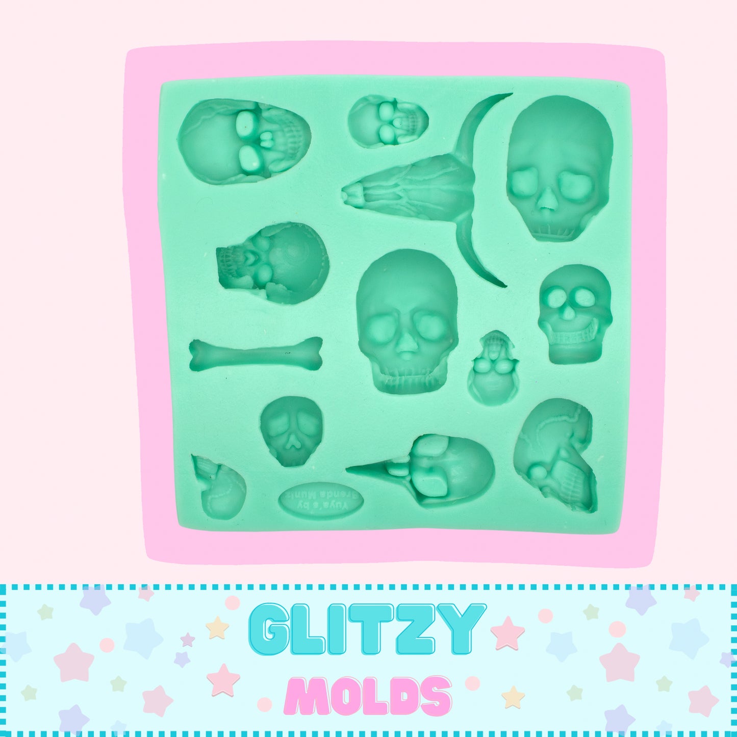 Skulls & Bones, Catrina Accessories, Silicone Mold, Collaboration by Yuya's by Brenda Muñiz X Glitzy Molds YBM-8-24-2