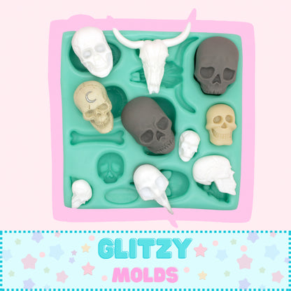 Skulls & Bones, Catrina Accessories, Silicone Mold, Collaboration by Yuya's by Brenda Muñiz X Glitzy Molds YBM-8-24-2