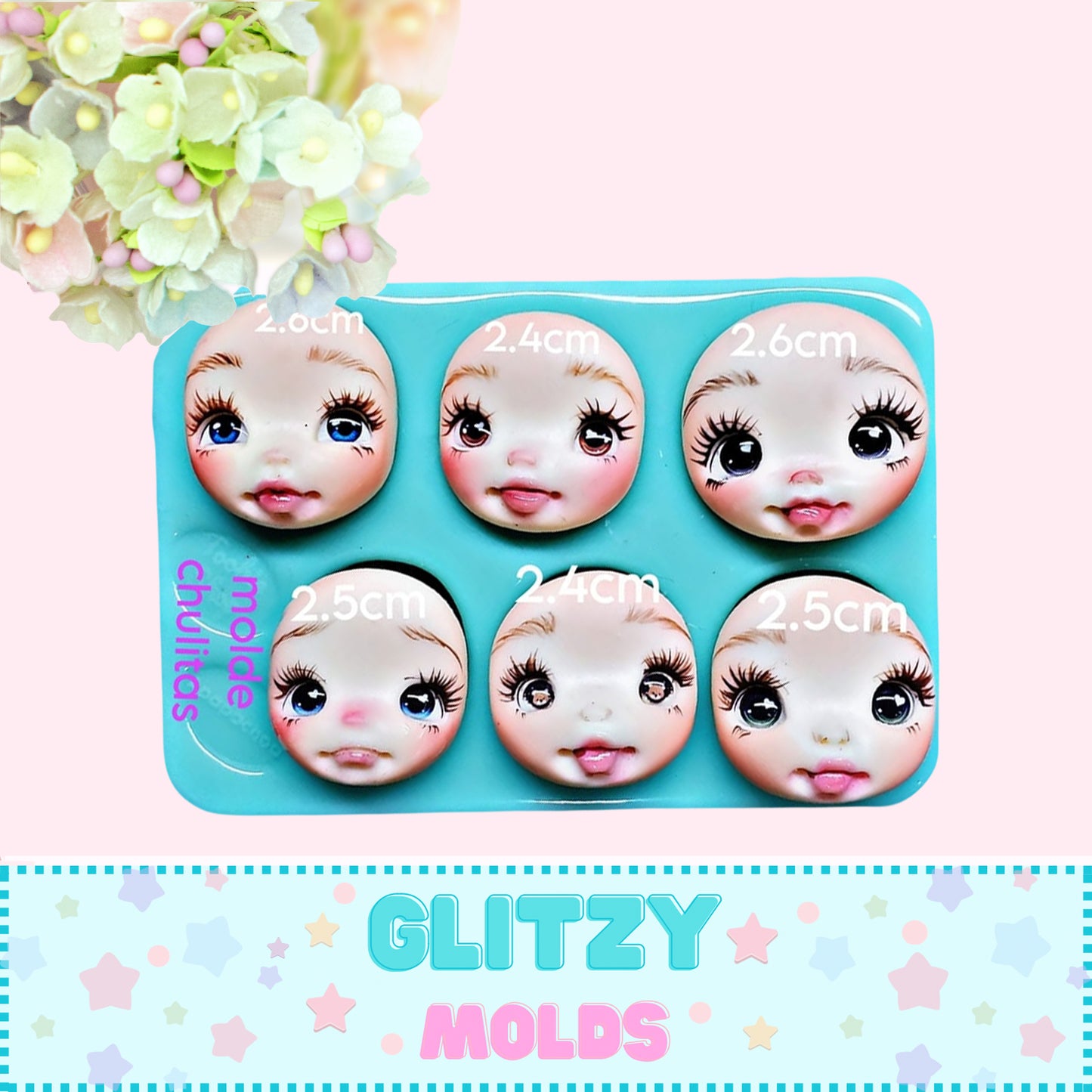 Chulitas Multi Face Applique Silicone Mold, Molde Chulitas de Tookie x Apapachoa Shop TS-Chulitas