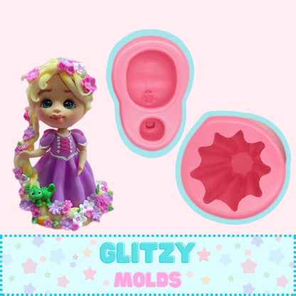 Molde de Silicon de Muñeca para Topper de Pastel, Molde Coquette de Mari García MG-205