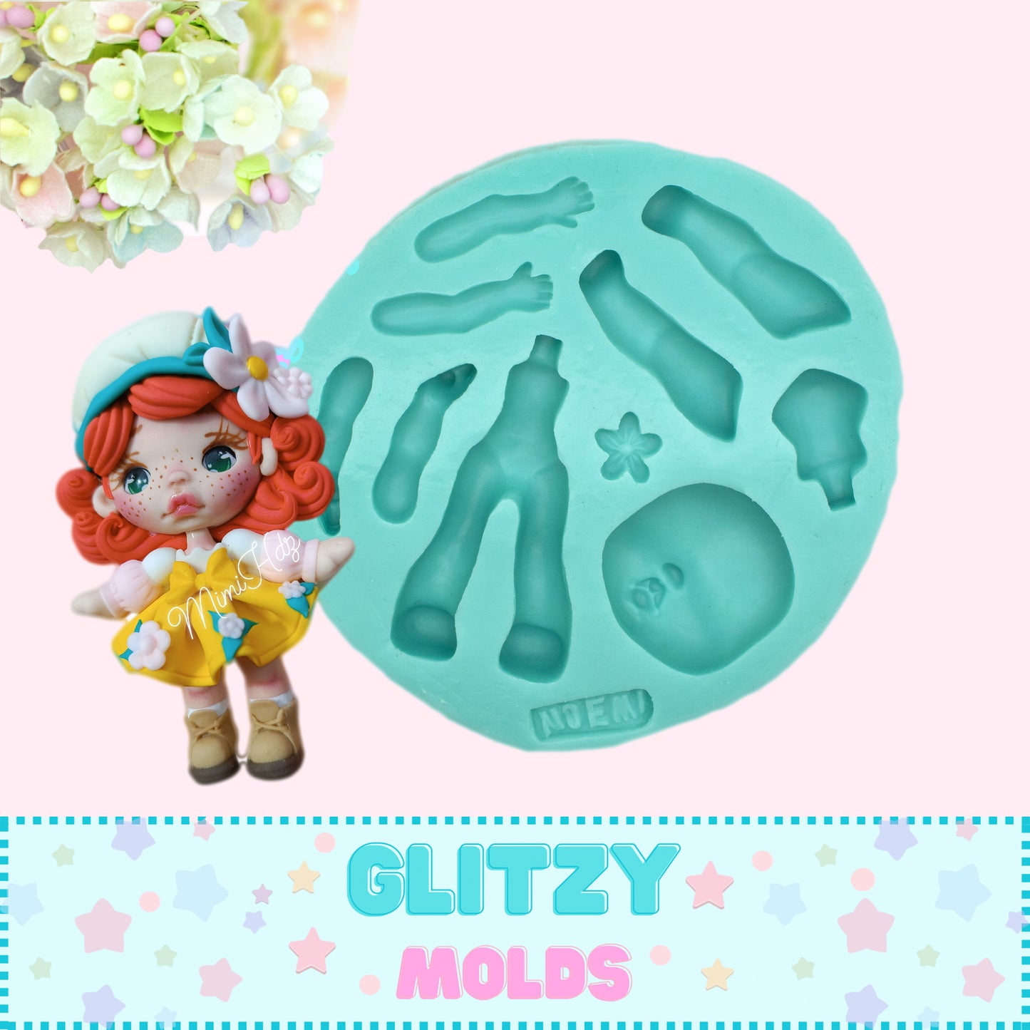 Sweet Gris, Doll Applique Silicone Mold, Molde Dulce Gris de Noemi Hernandez NH-40