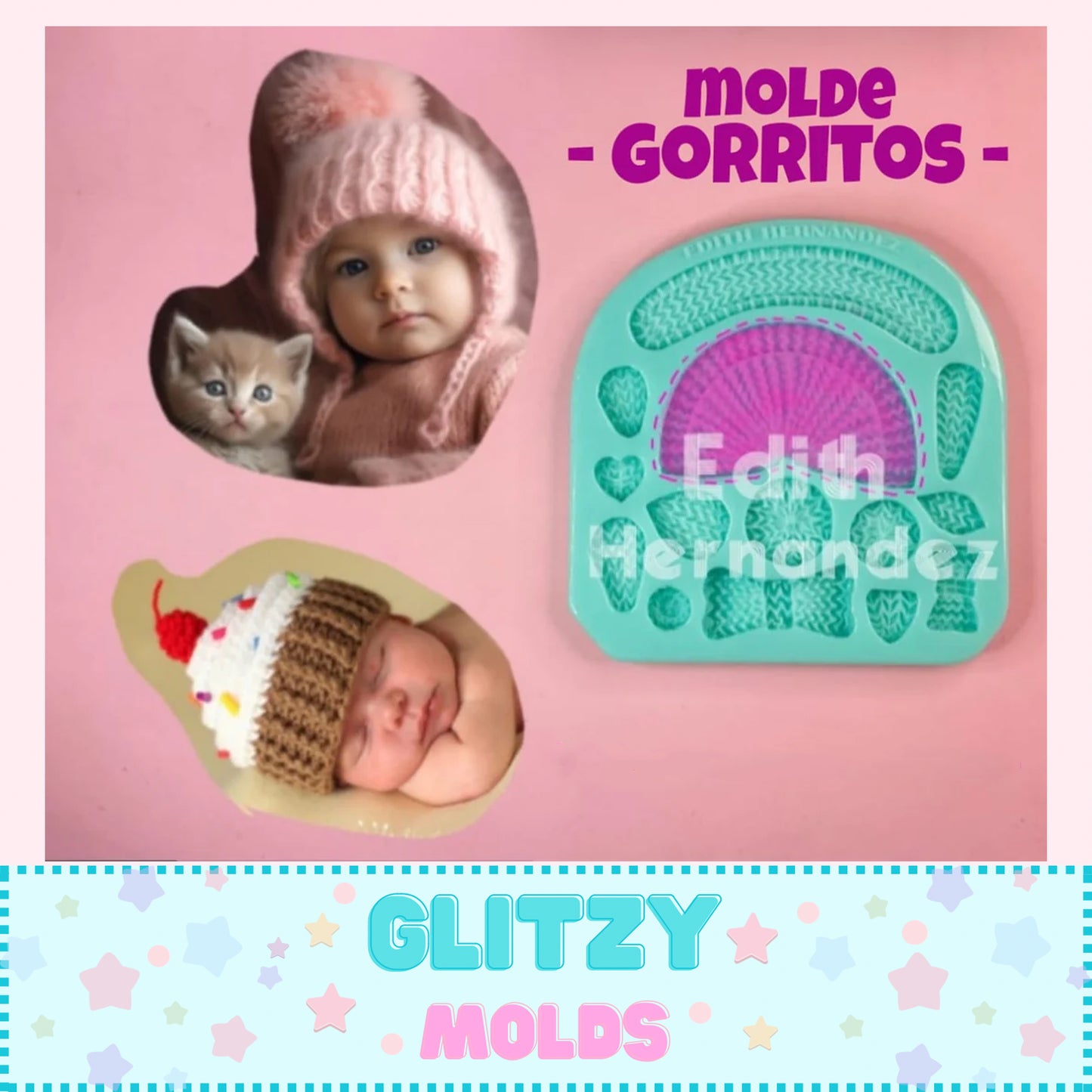 Baby Hats and Bennies Silicone Mold, Molde Gorritos de Edith Hernandez