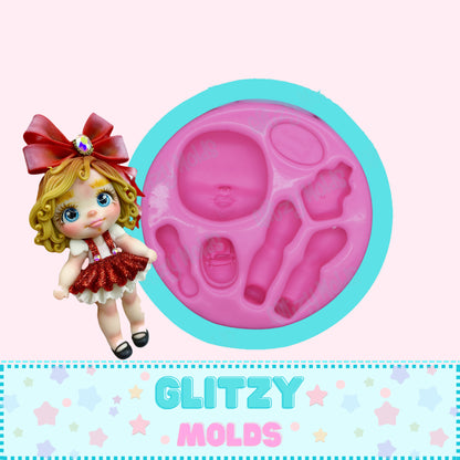 Mini Doll Mold, Doll Silicone Mold, Molds for Cold Porcelain Appliques –  Glitzy Molds