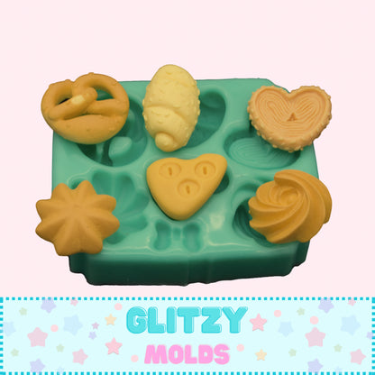 Mini Molde Panes y Galletitas, Molde de Silicon para porcelana fria GM-7.27.4