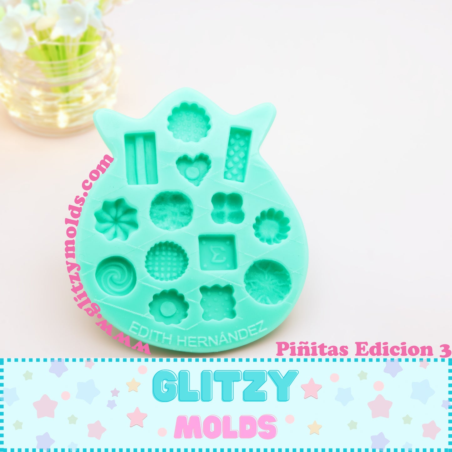 Mini Galletitas, Molde de Silicona, Molde Piñitas Edición 3 de Edith Hernandez EH-Pinitas3