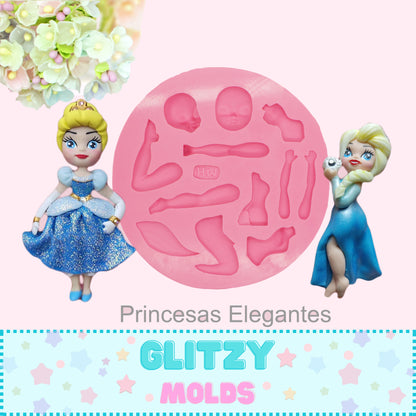 Fancy Multi Princess Silicone Mold, Molde Princesas Elegantes NH #7