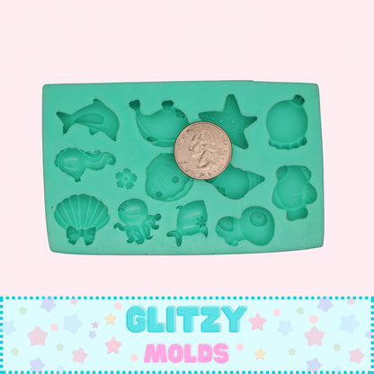 Mini Sea Friends, Complements, Silicone Mold, Molde Mini Mascotitas Marinas, Molde Complementos  GM-2.27-2