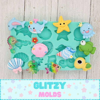 Mini Sea Friends, Complements, Silicone Mold, Molde Mini Mascotitas Marinas, Molde Complementos  GM-2.27-2