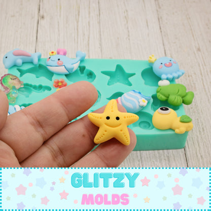 Mini Sea Friends, Complements, Silicone Mold, Molde Mini Mascotitas Marinas, Molde Complementos  GM-2.27-2