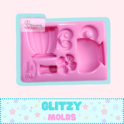 Molde de Tazas Lindas, Molde de Silicon, Molde Tacitas de Bisutería Lily's BL24-6