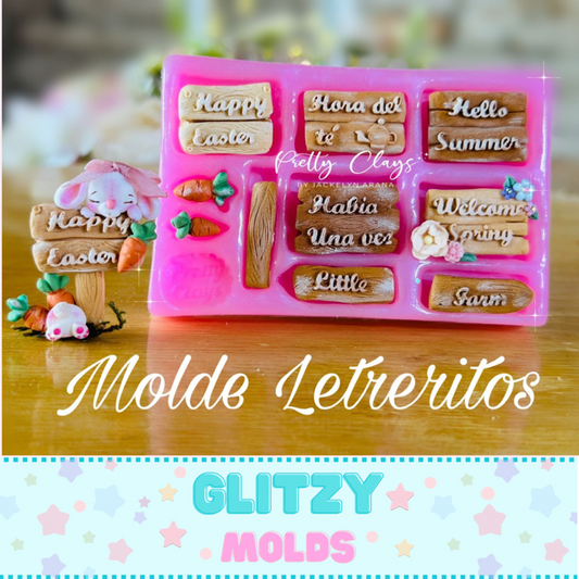 Cute Mini Signs Mold, Accessories Mold, Molde Letreritos de Pretty Clays Pretty- Letreros