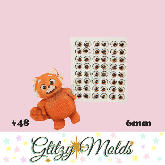 3D Eye Stickers, 6mm 3D Resin Eyes, Ojos Resinados, Ojitos Auto adheribles GM-48