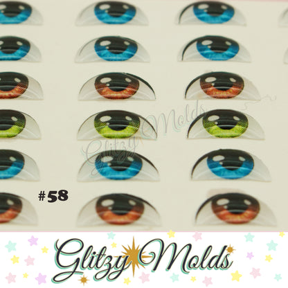 3D Eye Stickers, 3D Resin Eyes, Ojos Resinados, 8mm, 9mm & 10mm, Ojitos Auto adheribles GM-58