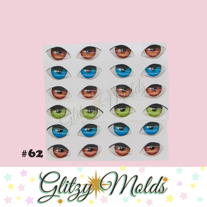 3D Eye Stickers, Anime 3D Resin Eyes,  8mm, 9mm & 10mm, Ojos Resinados, Ojitos Auto adheribles GM-62