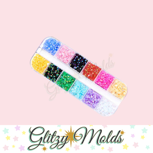 3mm AB Jelly Resin Rhinestones, 2400 pieces, 12 colors