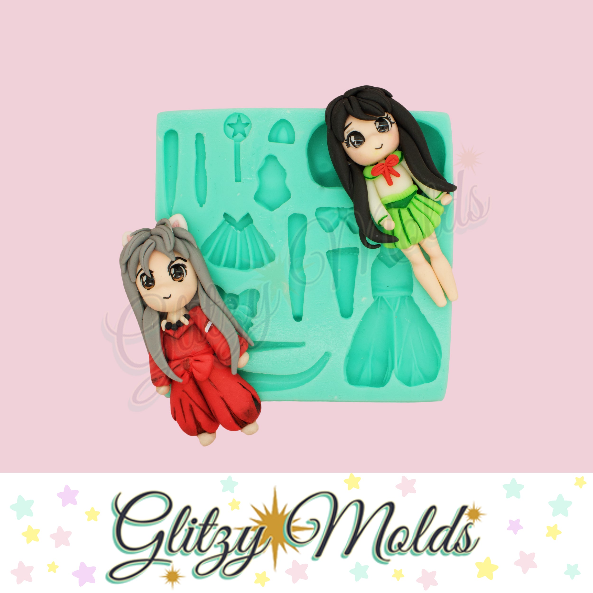 Anime Dolls Silicone Mold Molde de Muñequitas Anime Molde de Silico   Glitzy Molds