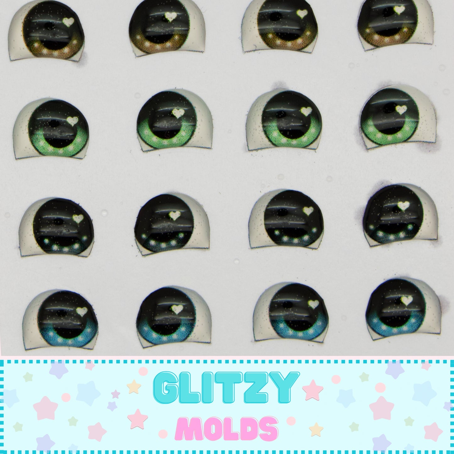 3D Resin Eyes Stickers, Ojos Resinados 3D, Ojitos Auto adheribles, Arte de Marci ADM-059