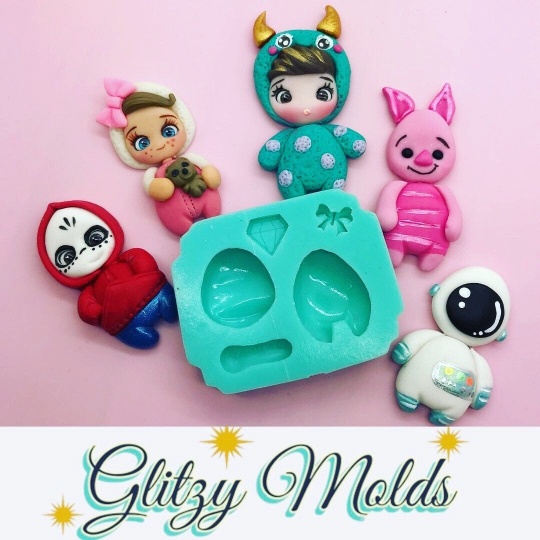 Cute Baby Mold, Pijama Baby Applique, Silicone Mold, Moldes Porcelana Fria GM-4