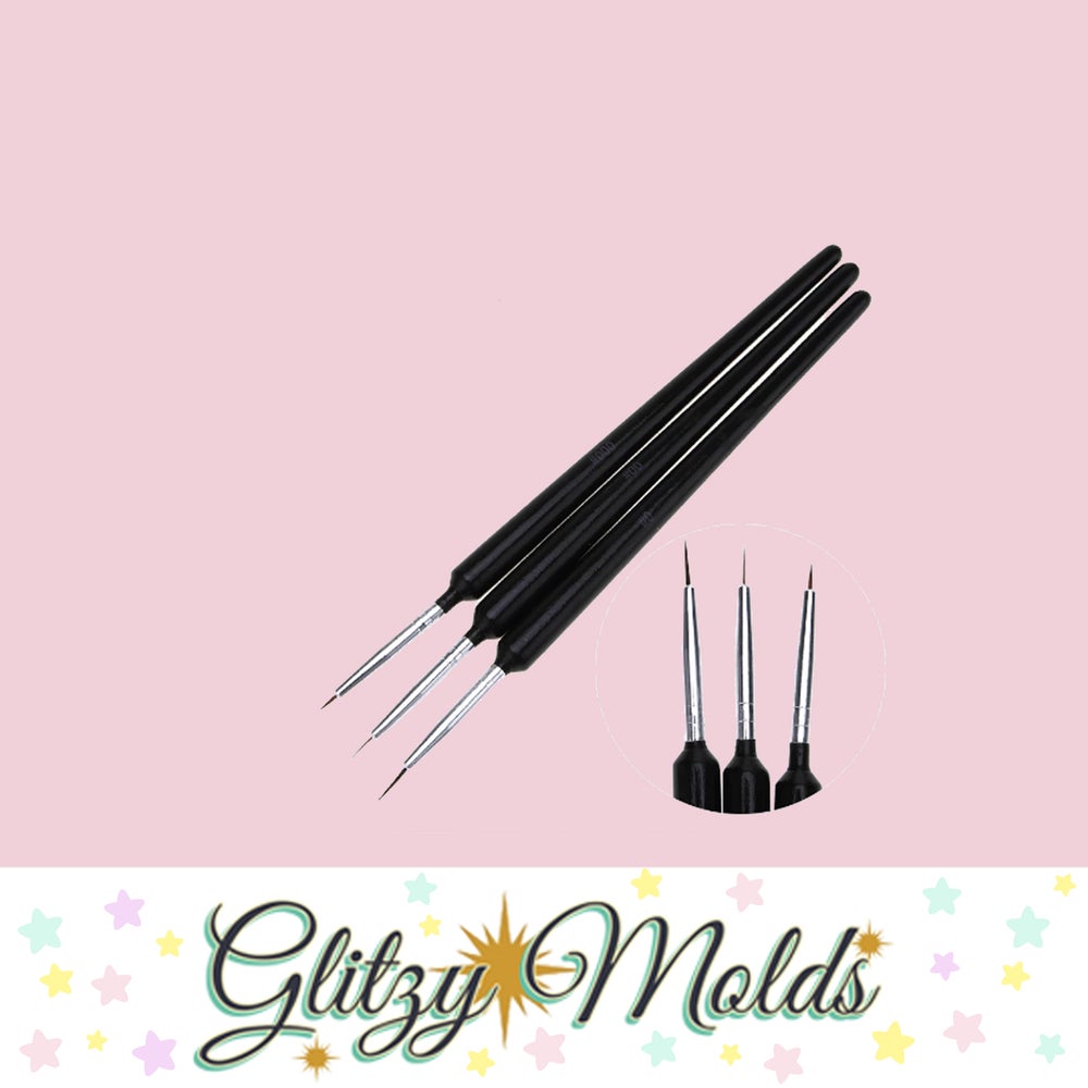 3 Piece Black Linner Brushes, Set de 3 Pinceles Liner